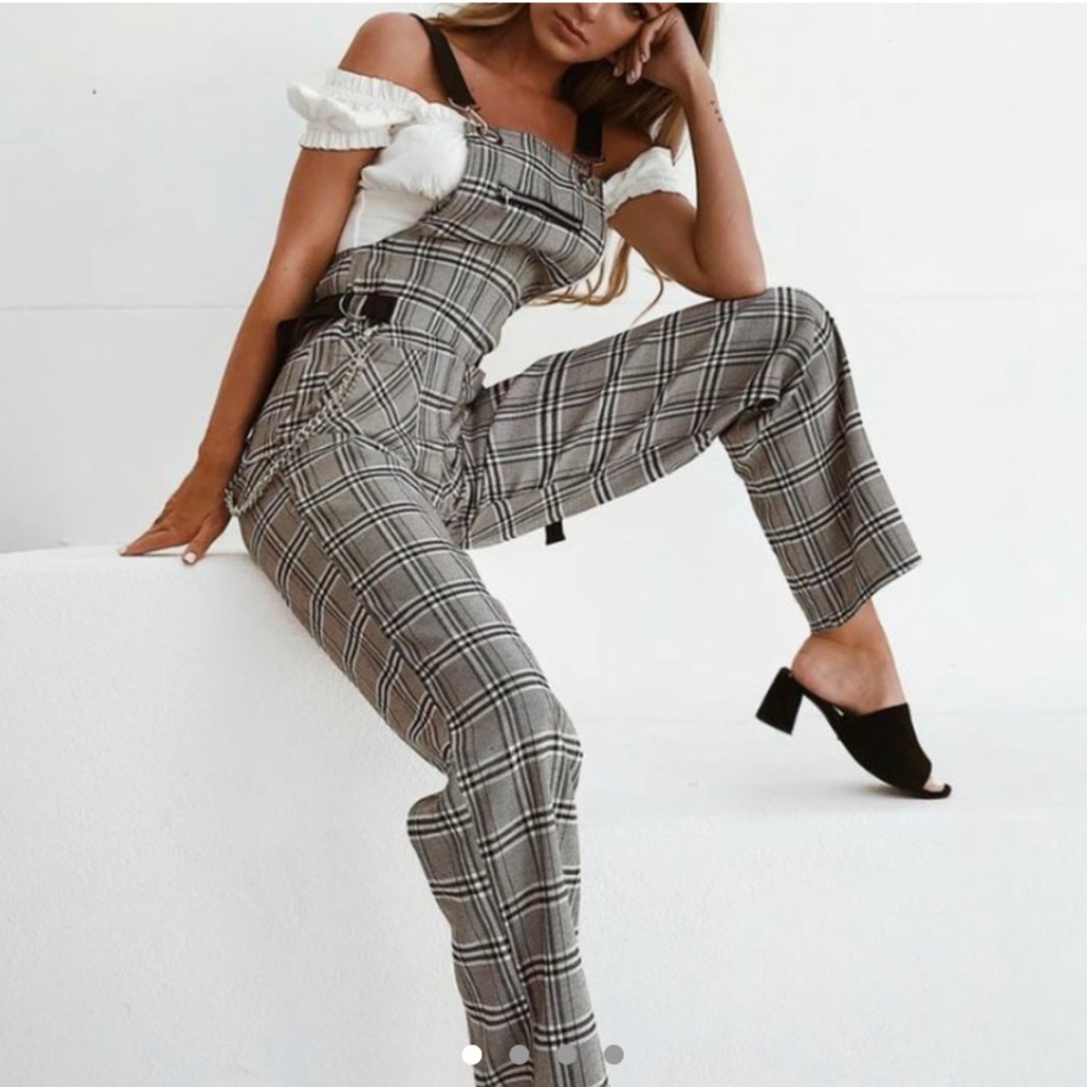 IAMGIA COBAIN PLAID OVERALLS